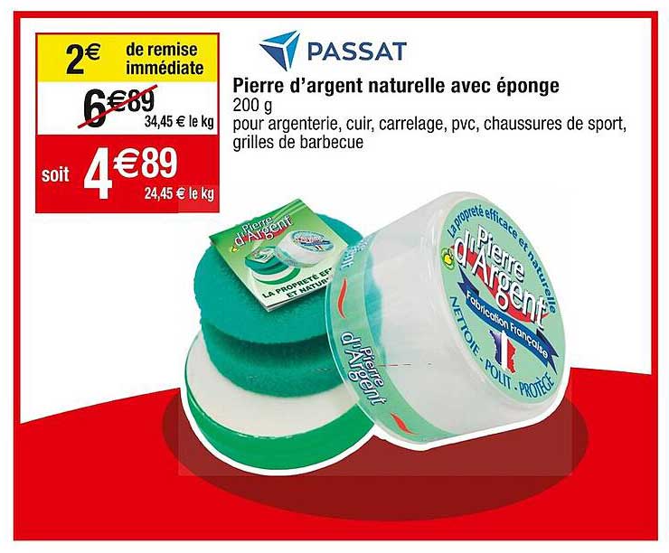 passat pierre d'argent naturelle avec éponge