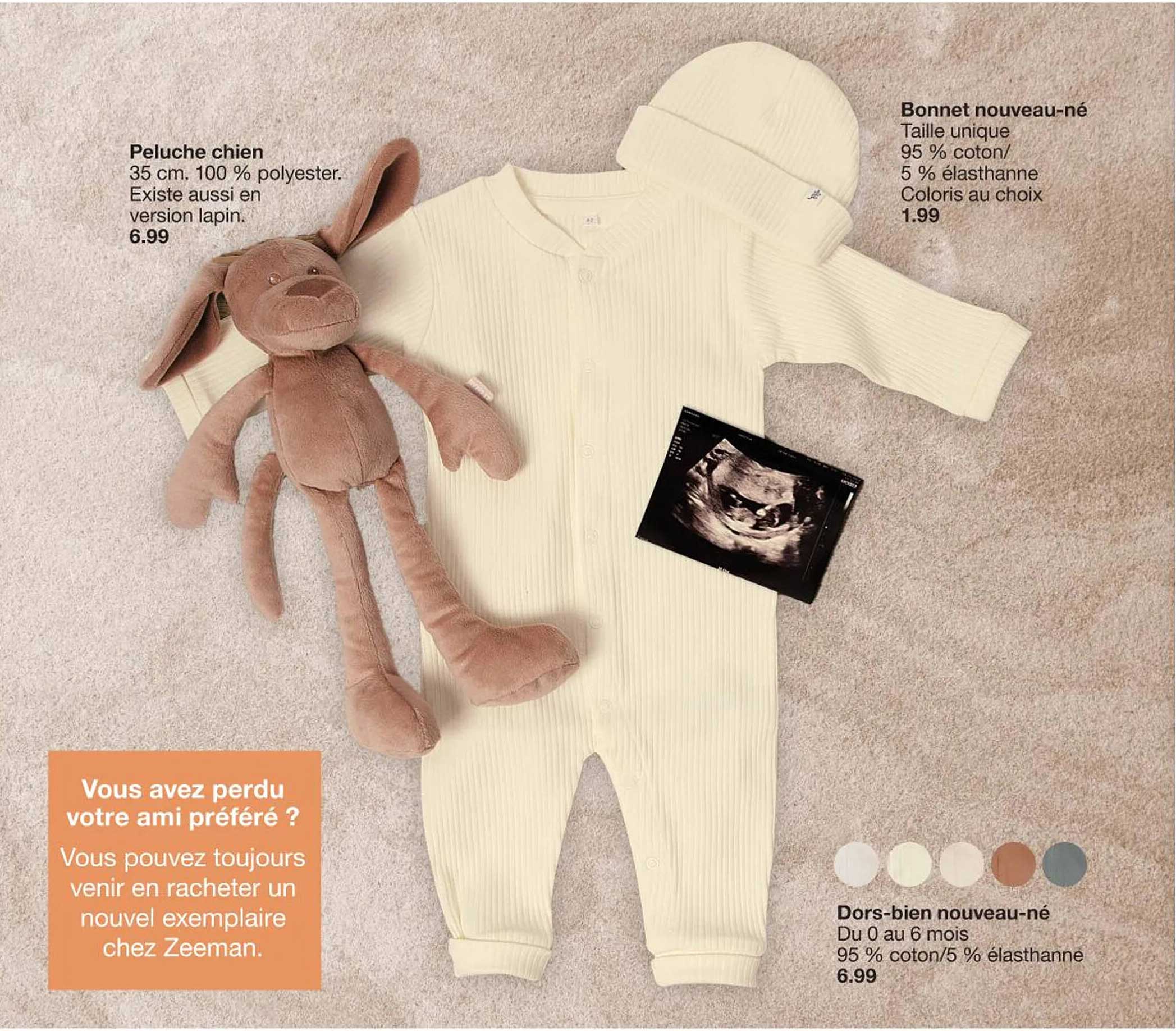 peluche chien, bonnet nouveau-né, dors-bien nouveau-né