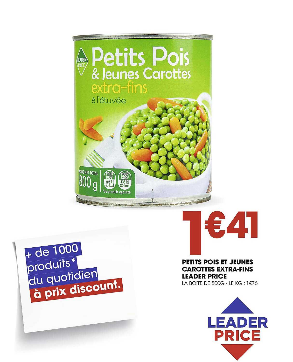 petits pois et jeunes carottes extra-fins leader price