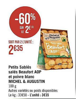 Petits Sablés Salés Beaufort Aop Et Poivre Blanc Michel & Augustin