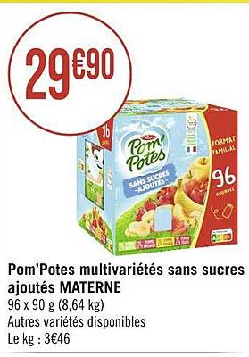 Pom'potes Multivariétés Sans Sucres Ajoutés Materne
