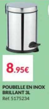 poubelle en inox brillant 3 l