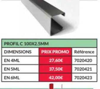 profil c 100 x 2.5 mm