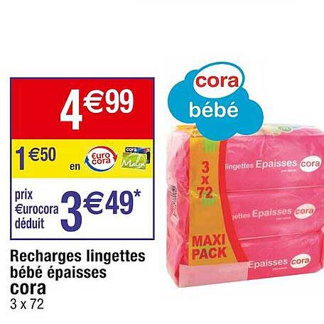 recharges lingettes bébé épaisses cora
