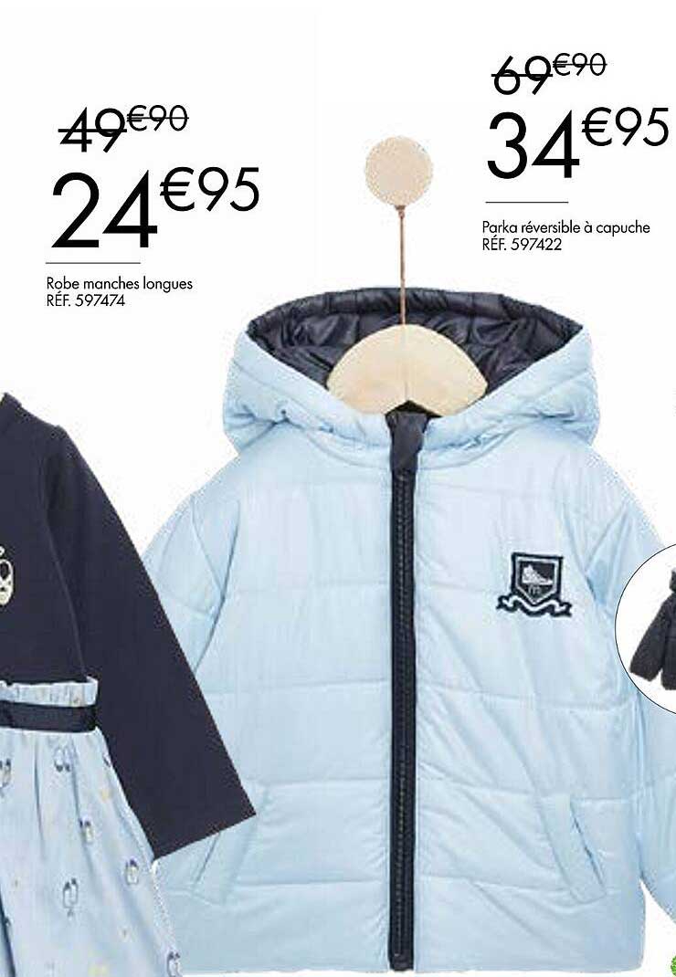 robe manches longues, parka réversible à capuche