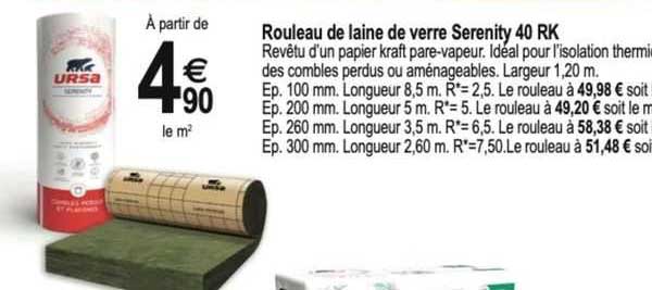 rouleau de laine de verre serenity 40 RK