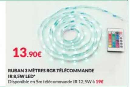 ruban 3 mètres rgb télécommande ir 8,5 w led