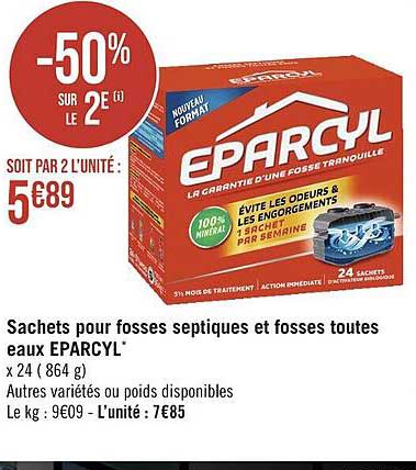 sachets pour fosses septiques et fosses toutes eaux eparcyl