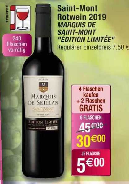 saint-mont rotwein 2019 marquis de saint-mont "édition limitée"