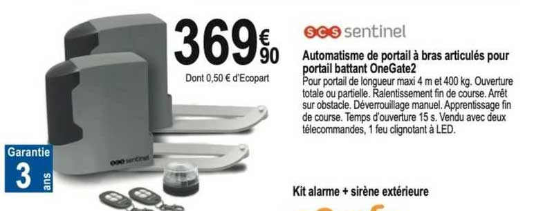 scs sentinel automatisme de portail à bras articulés pour portail battant onegate2