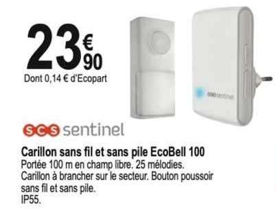 scs sentinel carillon sans fil et sans pile ecobell 100