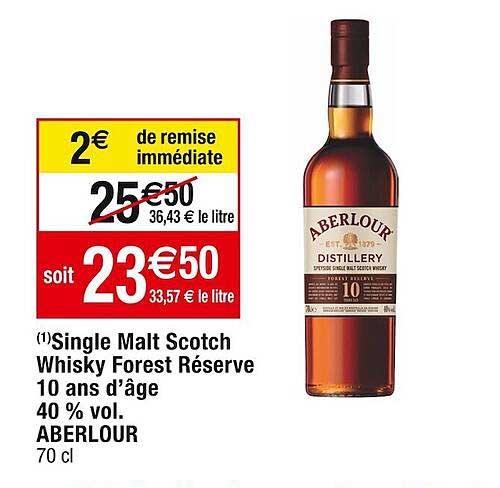 single malt scotch whisky forest réserve 10 ans d'âge 40% vol. aberlour