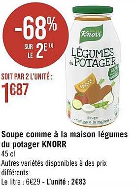 soupe comme à la maison légumes du potager knorr