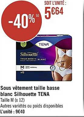 sous vêtement taille basse blanc silhouette tena