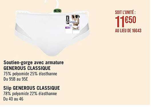 soutien-gorge avec armature generous classique, slip generous classique