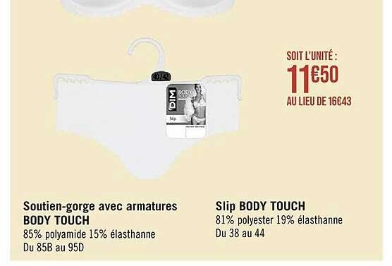 soutien-gorge avec armatures body touch slip body touch