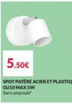 spot patère acier et plastique gu10 max 5 w