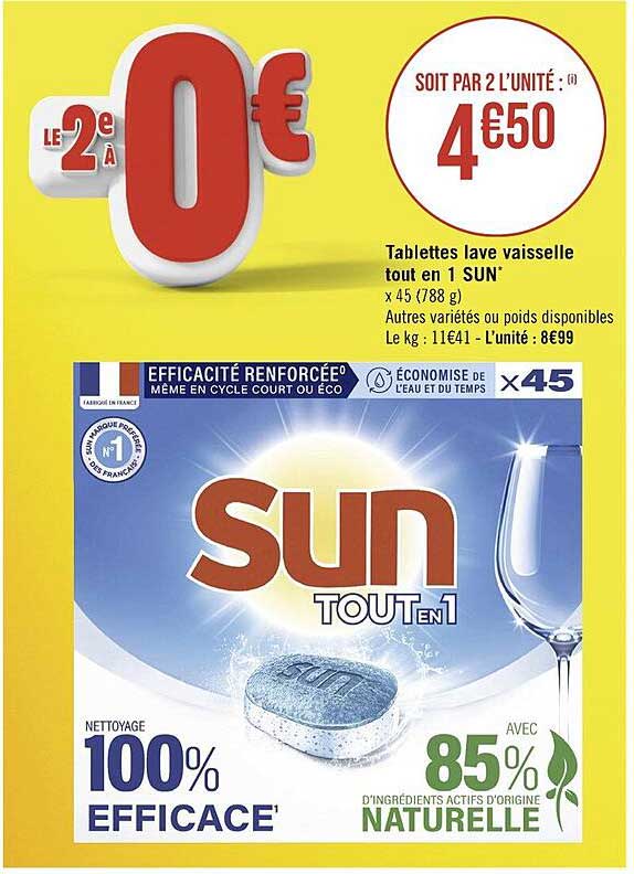 tablettes lave vaisselle tout en 1 sun