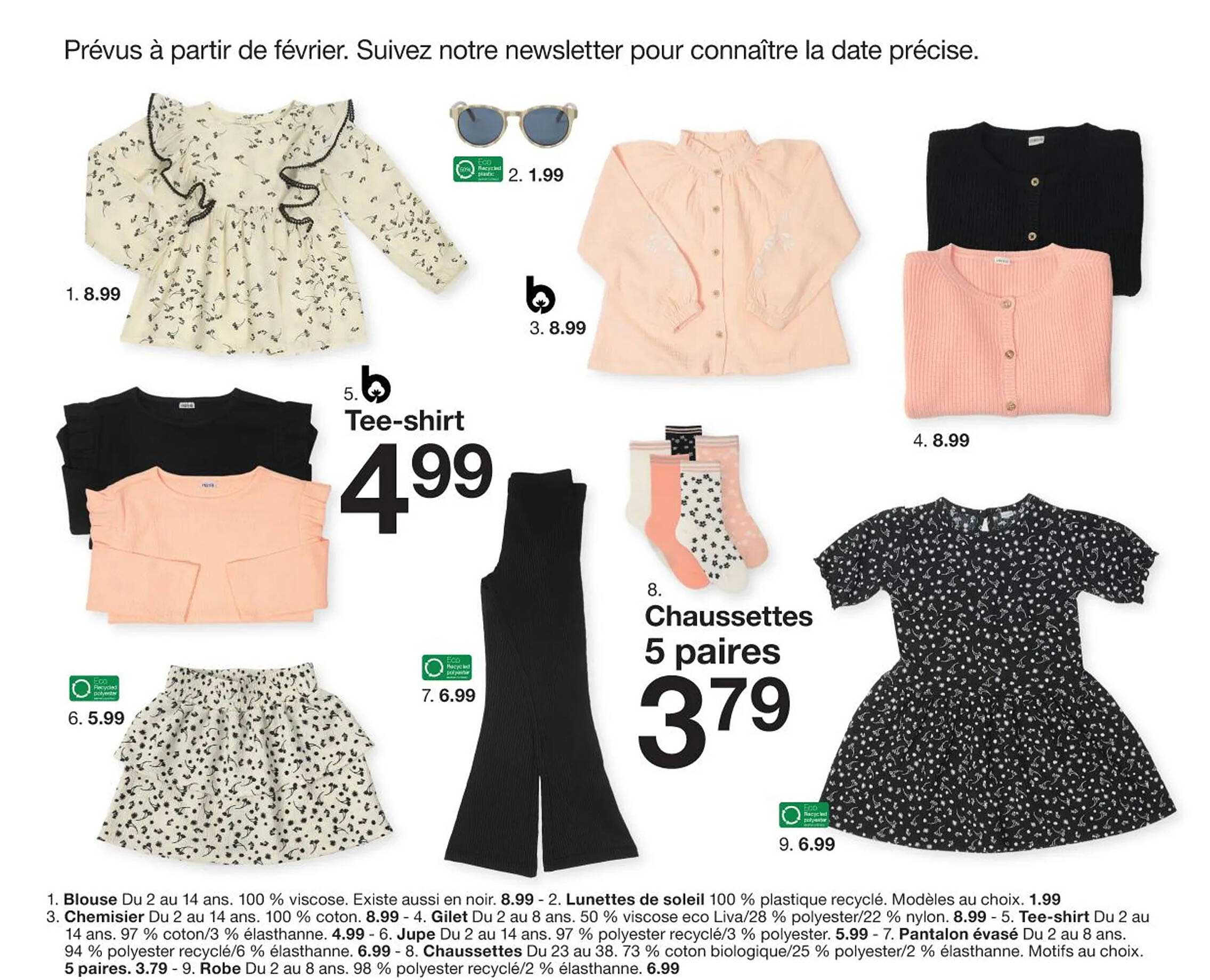 tee-shirt ou chaussettes 5 paires