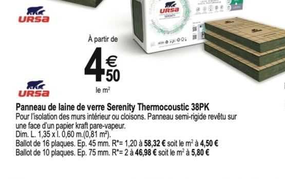 ursa panneau de laine de verre serenity thermocoustic 38pk