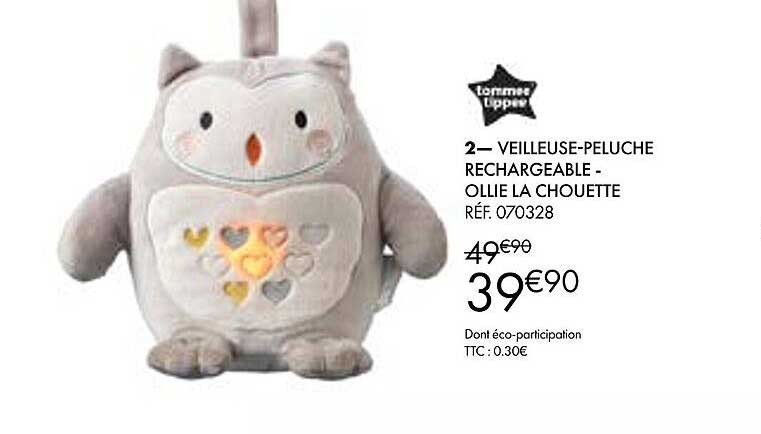 veilleuse-peluche rechargeable ollie la chouette tommee tippee
