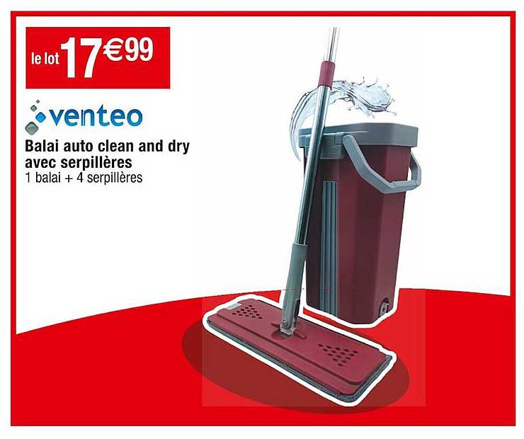 venteo balai auto clean and dry avec serpillères