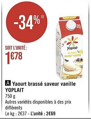 Yaourt Brassé Saveur Vanille Yoplait