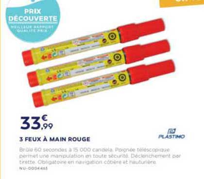 3 feux à main rouge plastimo