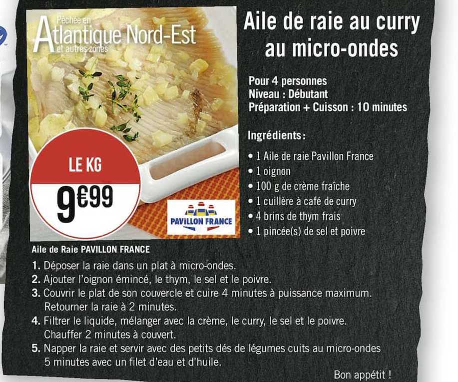 aile de raie au curry au micro-ondes