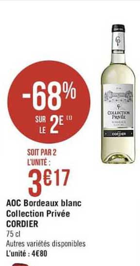 aoc bordeaux blanc collection privée cordier