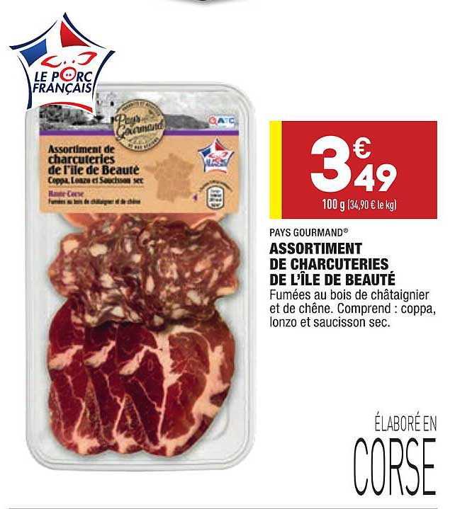 assortiment de charcuteries de l'île de beauté pays gourmand