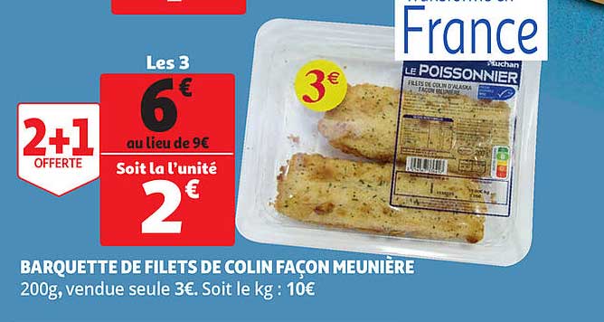 barquette de filets de colin façon meunière