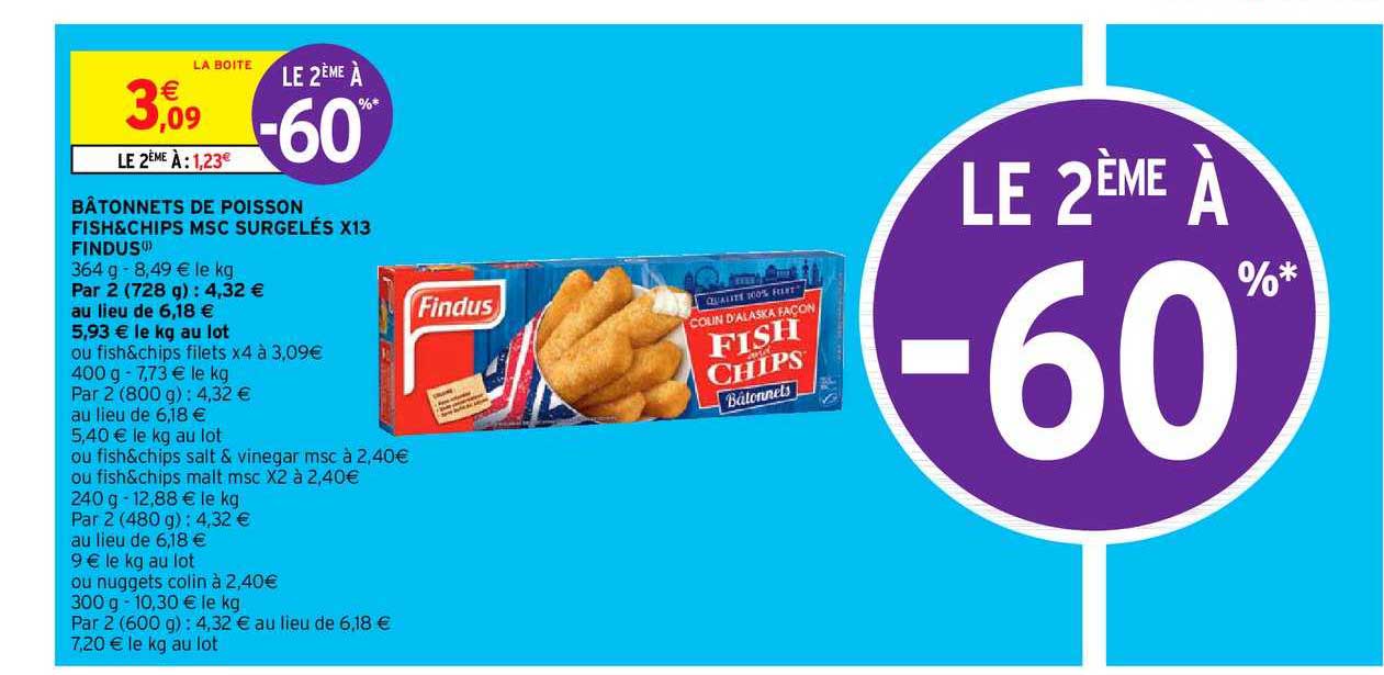 Bâtonnets De Poisson Fish&chips Msc Surgelés X13 Findus