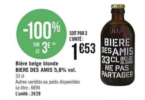 bière belge blonde bière des amis 5,8% vol.