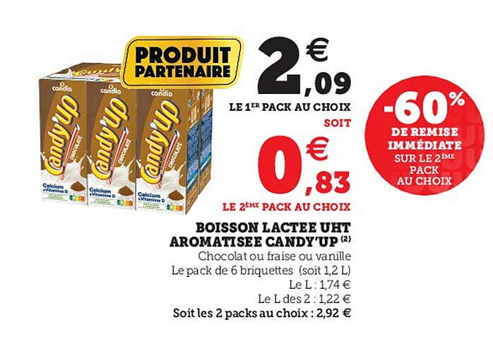 boisson lactée uht aromatisée candy'up