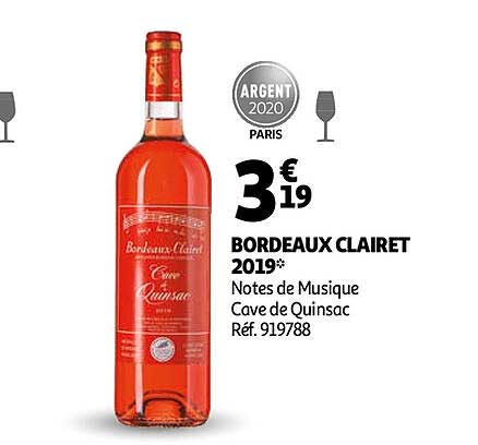bordeaux clairet 2019 notes de musique cave de quinsac