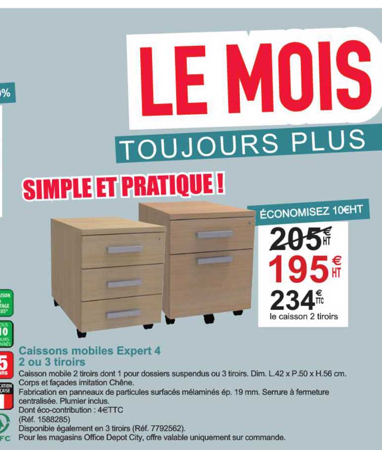 caissons mobiles expert 4 2 ou 3 tiroirs