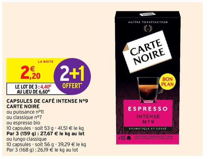 Capsules De Café Intense N°9 Carte Noire