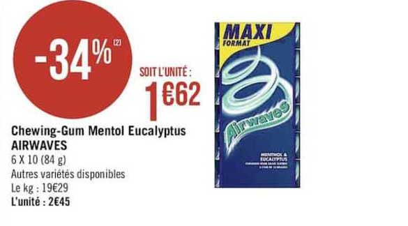 chewing-gum mentol eucalyptus airwaves