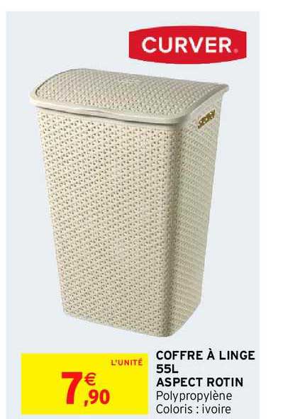 coffre à linge 55l aspect rotin
