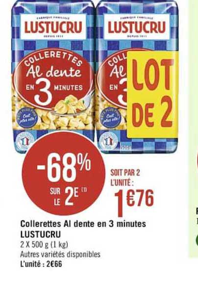 collerettes al dente en 3 minutes lustucru
