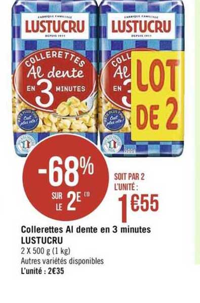 collerettes al dente en 3 minutes lustucru