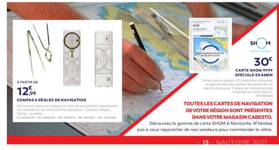compas & règles de navigation carte shom 9999 spéciale examen