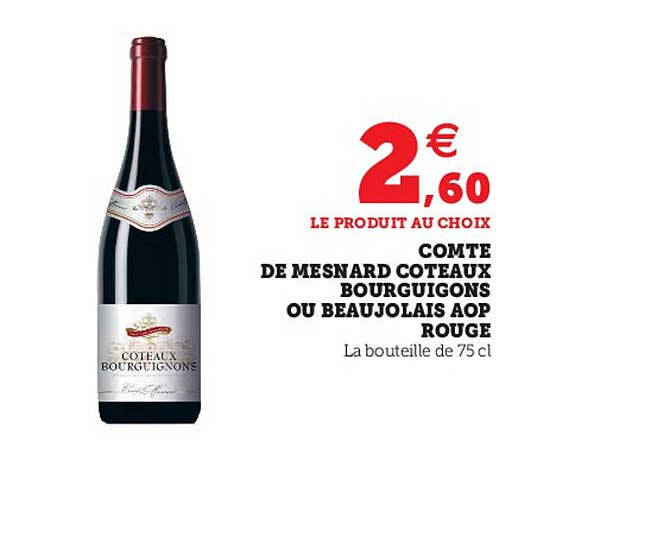 comte de mesnard côteaux bourguignons ou beaujolais aop rouge
