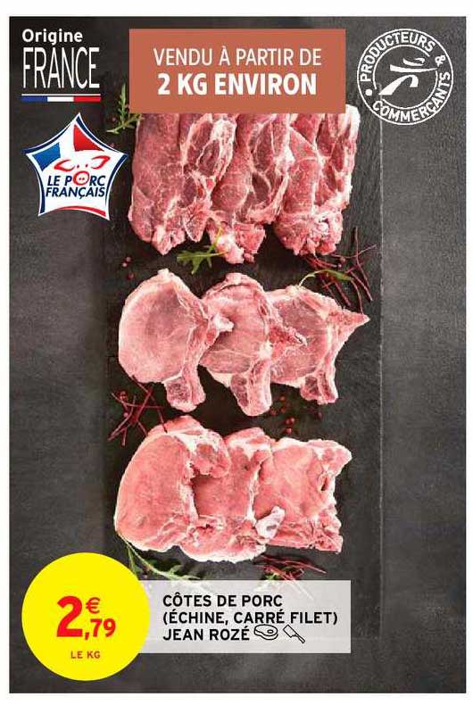 côtes de porc (échine, carré filet) jean rozé