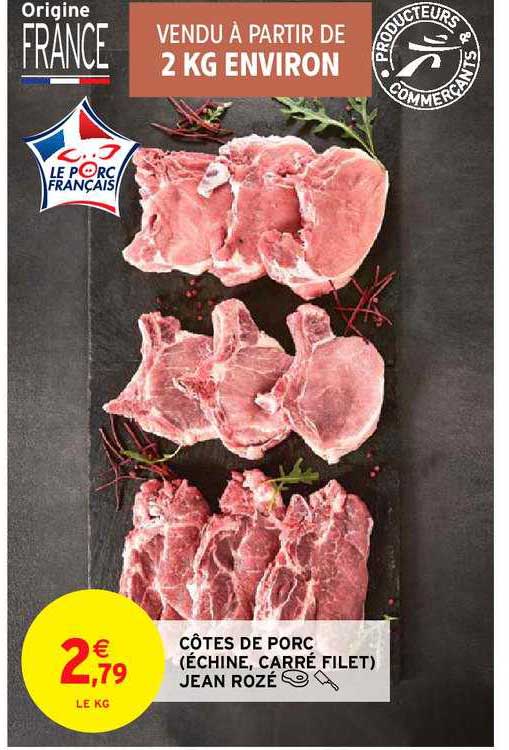 côtes de porc (échine, carré filet) jean rozé
