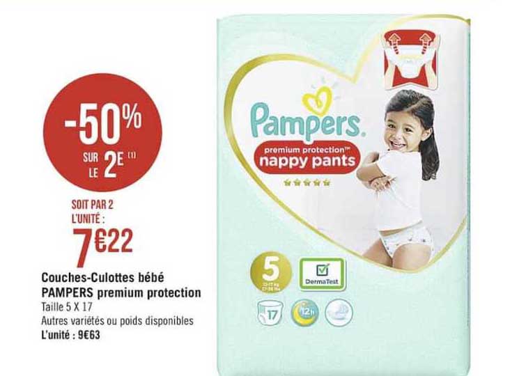 couches-culottes bébé pampers premium protection