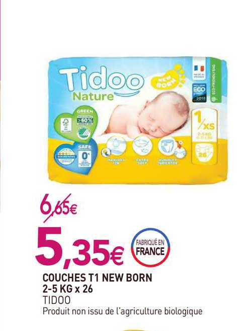 couches t1 new born 2-5 kg x26 tidoo