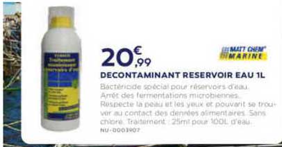 decontaminant reservoir eau