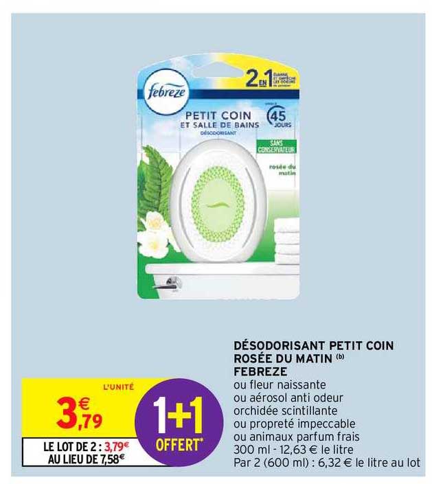 désodorisant petit coin rosée du matin febreze